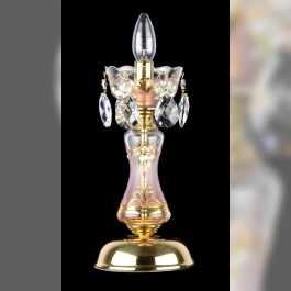 Lampe de table décorative ornée d'une peinture mate rose et de fleurs émaillées