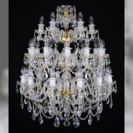 Lustre de luxe en cristal à 30 bras en verre torsadé et amandes taillées