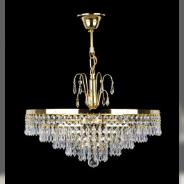 Lustre corbeille avec couronne en laiton doré avec 6 ampoules