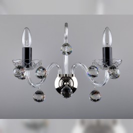 Applique moderne en cristal noir à 2 bras en verre