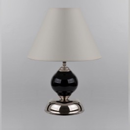 Lampe de table en verre noir à 1 ampoule avec l'abat-jour blanc