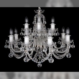 Silver crystal chandelier with cut balls to the living room