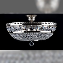 Lustre de surface en métal argenté avec des strass de Swarovski