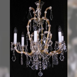 Lustre à 6 flammes en cristal de Marie-Thérèse avec des pendeloques en cristal