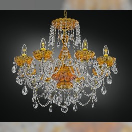 Lustre de luxe à 8 ampoules en cristal jaune