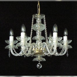 Lustre à 6 bras en cristal avec gouttes de cristal taillé