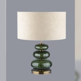 Lampe de table en verre vert foncé, de la couleur de l'olivine