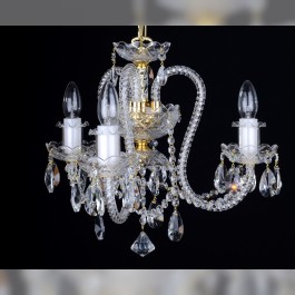 Lustre à 3 bras en cristal avec de longs bras en verre torsadé