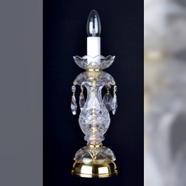 Lampe de table à 1 ampoule en cristal avec amandes taillées