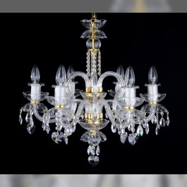 Lustre en cristal à 6 bras avec des cœurs en cristal taillé