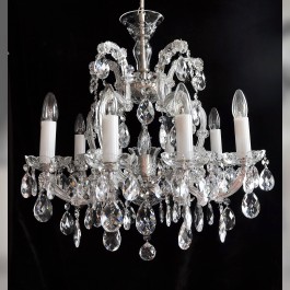 Smaller silver Theresian chandelier with 10 + 1 light bulbs