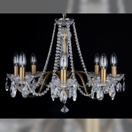 Lustre 8 bras en cristal avec amandes en cristal taillé ANTIQUE