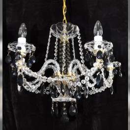 Lustre à 5 bras en cristal avec amande noire et bras torsadés