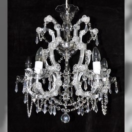 Lustre cristal de Marie-Thérèse en argent à 5 flammes