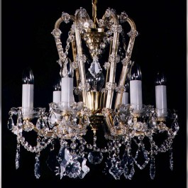 Lustre en cristal de Marie-Thérèse à 6 flammes avec des pendeloques