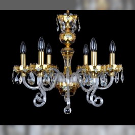 Lustre de luxe en cristal doré avec peinture 3D sur une base en OR