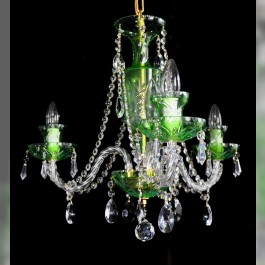 Lustre à 3 bras en cristal vert taillé