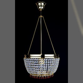 Lustre à 1 ampoule en cristal de panier strassé avec gouttes de topaze