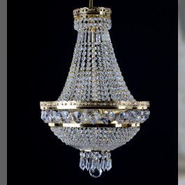 3 bulbs Strass basket crystal chandelier with large cut octagons & crystal drops