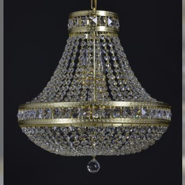 Lustre à panier en cristal avec des pierres carrées " Cristal de poire "