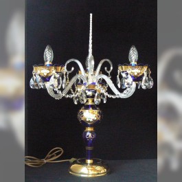 Lampe de table bleue avec 3 bras en verre