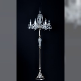 Lampadaire décoratif à 6 bras en cristal avec amandes en cristal et pointe en verre