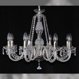 Lustre à 8 bras avec gouttes en cristal taillé