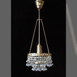 Lustre en cristal à panier d'ampoules avec garnitures en forme de diamant