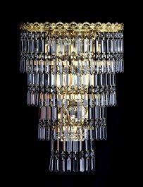 Extra large wall light with cut prisms of gold metal