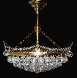 6 bulbs basket crystal chandelier with cut crystal balls II. - Gold brass