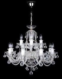 12 Arms silver crystal chandelier with cut crystal balls