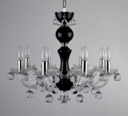 8 Arms Black Crystal chandelier with cut crystal balls - Silver