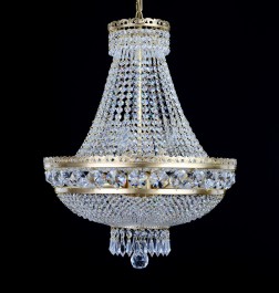 9-bulb crystal basket made of matt brass