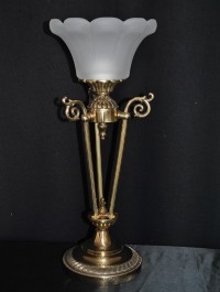 1 Bulb Cast brass crystal table lamp with sand blasted glass lampshade