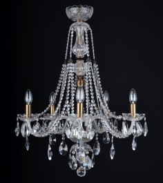 5 Arms crystal chandelier with crystal almonds & brown metal finish ANTIK