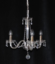 3 Arms plain crystal chandelier with cut crystal drops