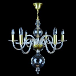 The smaller 6-arm glass chandelier made of smooth glass