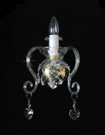 1 Arm crystal wall light with cut hearts
