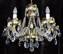 Green crystal chandelier with 6 arms and HE decoration