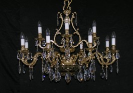 Large crystal chandelier made of cast brass
