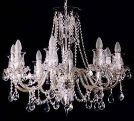8 Arms Silver Crystal chandelier with hand cut glass tulips & smooth arms