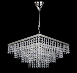 6 bulbs silver square Strass crystal chandelier - Glittering cut octagons