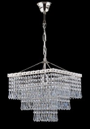 1 bulb silver square Strass crystal chandelier - Cut octagons & Drops