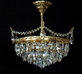 6 Bulbs basket crystal chandelier with cut crystal almonds