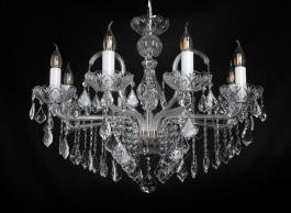 Chandelier in a modern interior with crystal trimmings