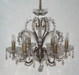 6 Arms plain crystal chandelier with cut crystal drops ANTIK