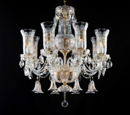 Luxury Czech chandelier with gilded cut