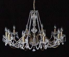 10 Arms plain crystal chandelier with cut crystal almonds ANTIK