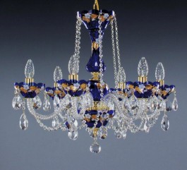 Bohemian Blue crystal chandelier 6 bulbs