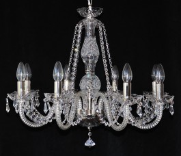 8 Arms plain crystal chandelier with cut crystal drops